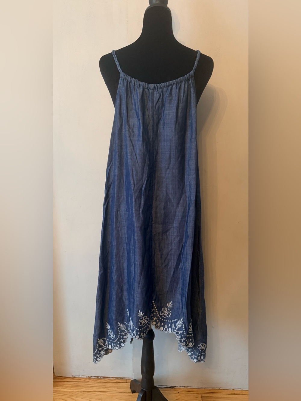 Tommy Bahama Midi dress Blue Embroidered Tassel Spaghetti-Strap - Picture 2 of 5